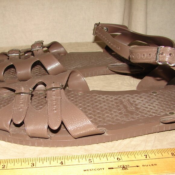 Rare Vtg Kaydees PVC Men\'s SANDALS \'Jumbo\' Sz 16 US, New Zealand, Ca. 1960\'s main image 5